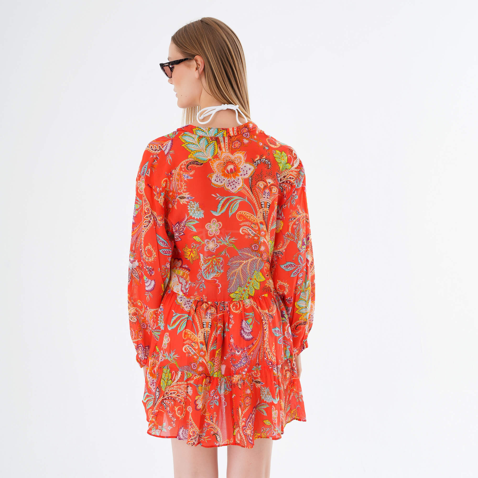 Etro- Orange Paisley Beach Cover Up Dress IT40